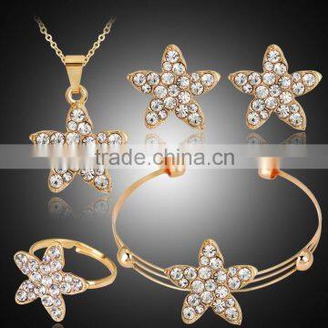 Five Petaled Flowers Shinning Clear CZ Crystal Pendant Jewelry Sets Gift photo-4