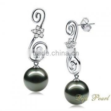 Fashion Swan Design Tahitian Pearl Earring