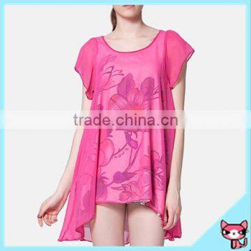 Fashion Pink Women Chiffon Blouse