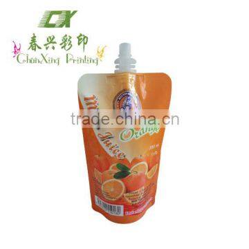 Stand up pouch with spout for orange juice