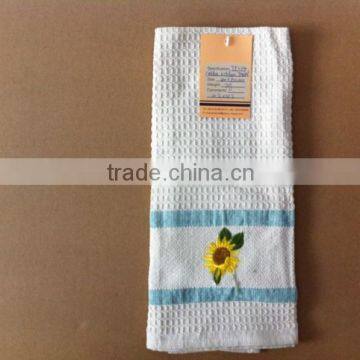 cotton/polyester white waffle embroidery tea towel TY224