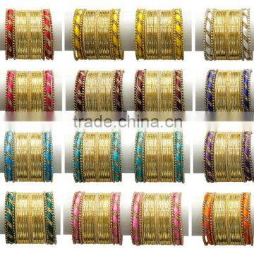 Indian Traditional Beautiful Gold Look Arrangement Bangle Set For Girls & Women