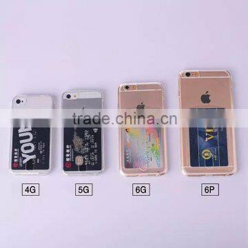 Card Holder Transparent Clear Silicone Slim Gel TPU Case and Screen Protector for iPhone 5 SE
