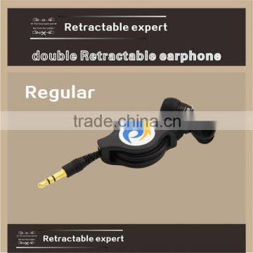 2015 Newest high performance good sound quality 0.8m retractable earphone wholesale