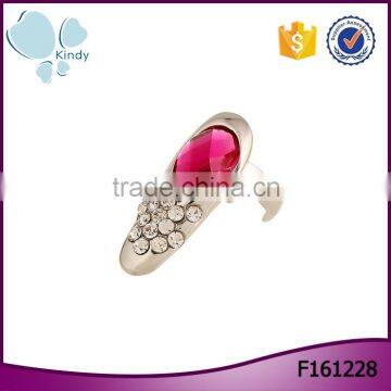 Ring factory wholesale fashion simple diamond drop gem opening finger nail ring