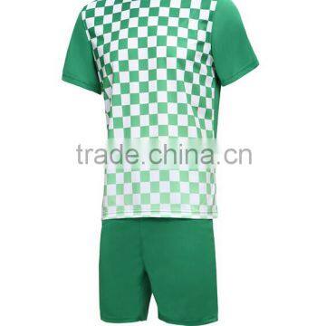 2016 100% Polyester Polyester Green Grid Soccer Uniforms photo-3
