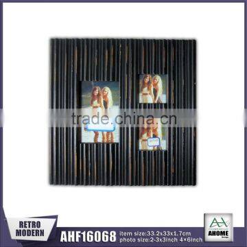 Latest Antique Black Wave Shape Decorative Hanging Wooden Picture Photo Frame Multi Opening Frame