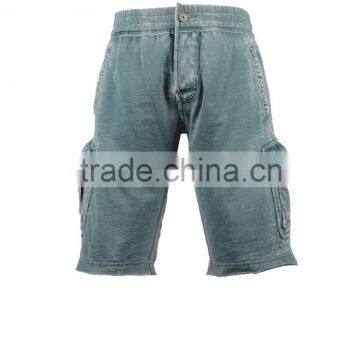 Men's burt out technics 60%cotton 40%polyester knit fabric casual more pockets shorts