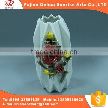 White conical ceramic craft ornament flower vase