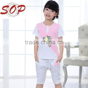 Latest Summer Design Nicely Child Clothes Sets Cotton Kids Clothing Set for 7 Years old