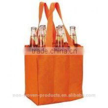 foldable reusable customized made dividers wine bottle tote bag with non woven and cotton material