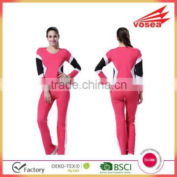 Factory price long sleeves set red slim fit running wear