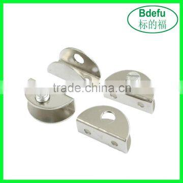 Stainless Steel Half Round Glass Clamp Clip Silver Tone