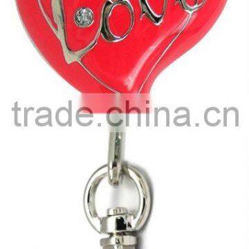 wholesale metal big red enamel heart shape with love text key finder ,good quality