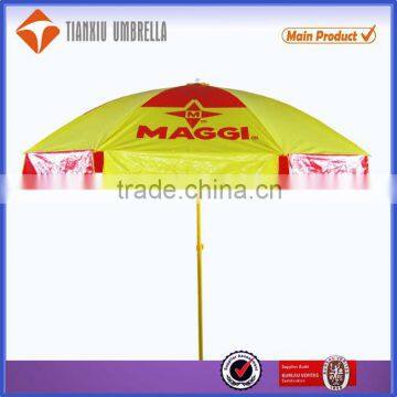 Nestle Maggi promotional 42" pvc fabric parasol,beach parasol,pvc parasol with steel tilt for african maket easy sun parasol