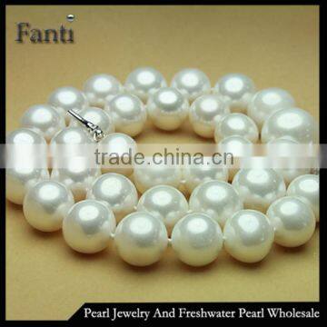 Large pearl necklace/12-15mm AAA+ round real freshwater pearl strand necklace