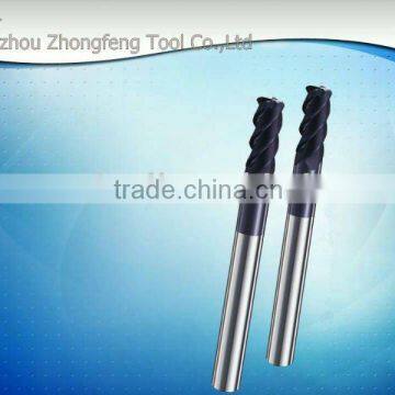 Tungsten carbide long shank corner radius end milling tool