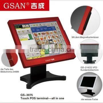 Single touch screen POS system hardware with 2G DDRIII RAM ,32G SSD