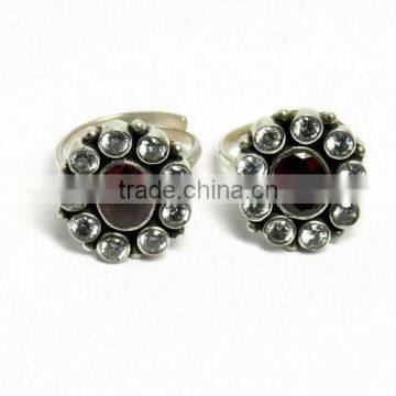 Make A Wish !! Red CZ_White CZ 925 Sterling Silver Toe Ring, Sterling Silver Jewelry, Handmade Toe Rings photo-3
