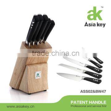 Durable Stainless steel blades cutlery knife block set, 6-piece