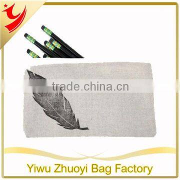 Canvas zipper pencil case with sweet feather print