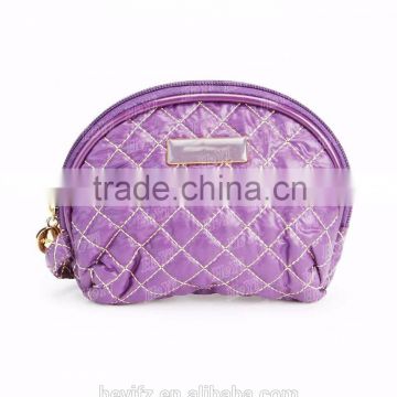 2016 New Arrival Fashion Purple Color Checked Waterproof Cosmetic Bag