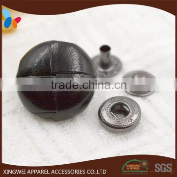 black leather spring snap button