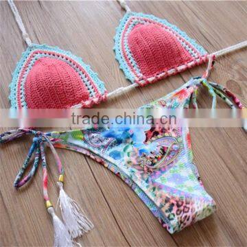 Crochet Top and Elastic Bottom Style Hand Crochet Sexy Swimwear