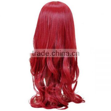 Women Full Wavy wig Curly Party Wavy Wig Dance Wig Burgundy