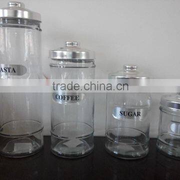 High Quality glass jar with silver label and aluminium lid