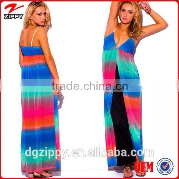 Strap neckline sexy women long maxi dress dip dye thailand clothing