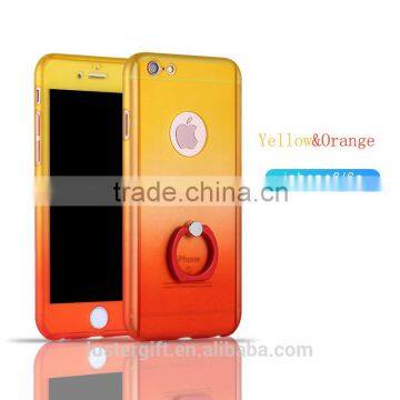 Luxury With Tempered Glass Screen for IPhone 6 6S Phone Case 360 Rotating Ring Kickstand Full Body Cover Case