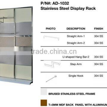 DIY Stainless Steel Risplay Rack ,Wall Mounted With MDF Back Panel photo-2