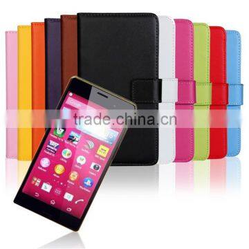 Plain Wallet Genuine Leather Case Cover For Sony Xperia Z4 photo-3
