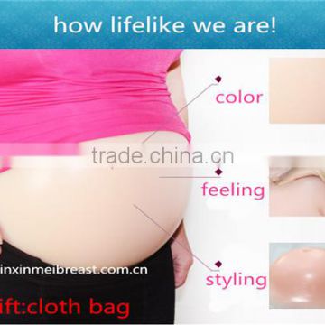 Free shipping soft artificial belly for false pregnancy, silicone fake belly for woman and actress