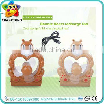 Cartoon Bear Design Mini Usb Rechargeable Electric Table Fan Toys for Sale