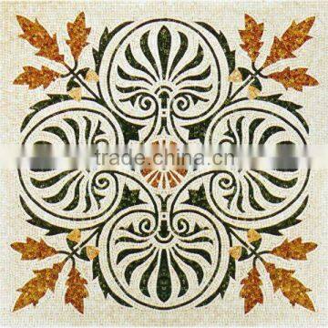 shaped marble leaf pattern mosaic floor medallion