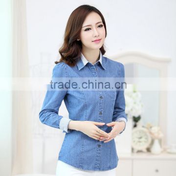 light blue women denim shirt