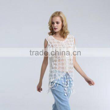 Hot Sale Ladies Crocheted Lace Blouse With Fringes photo-3