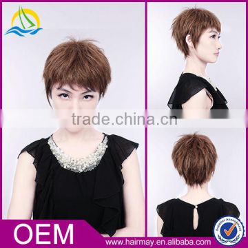 Unprocessed Wholesale Machine Made Weft Human Hair Half Head Wig