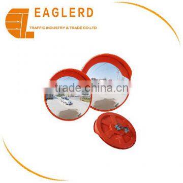 orange outdoor road convex mirror