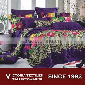 purple color spring flower full double comforter and sheet set