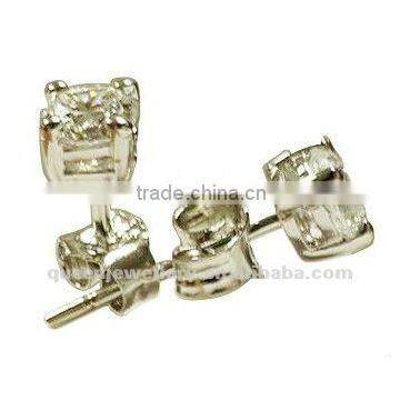Wholesale&Retail 925 Sterling Silver Earring Stud with 6mm Heart&Arrow Clear Zircons