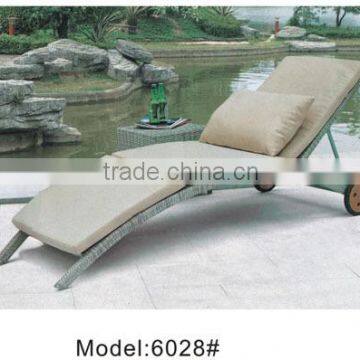 Outdoor rattan furniture adjustable legless sun lounger with wheels