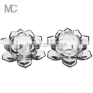 Lotus Style Luxury Decorative Tealight Glass Candle Holder photo-5