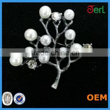 2016 Newest Fashion Rhinestone Brooch Women's White Pearl Tree Brooch