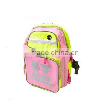 cute nylon kids backpack with reflect light