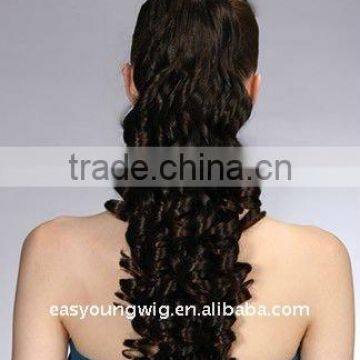 Wholesale Synthetic black curly drawstring ponytail hair pieces for indian women