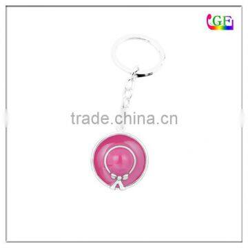 Vintage Alloy Pink Enamel Hat Charm Keychain
