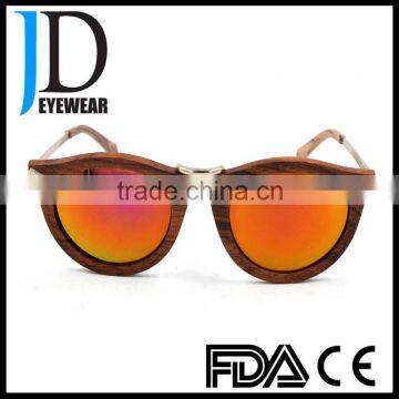 Modern design smaller wood frame metal temple sunglasses